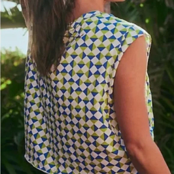 Free People FP Movement Inspire Tank Top Size Large Printed Trippy Geo - Picture 2 of 8